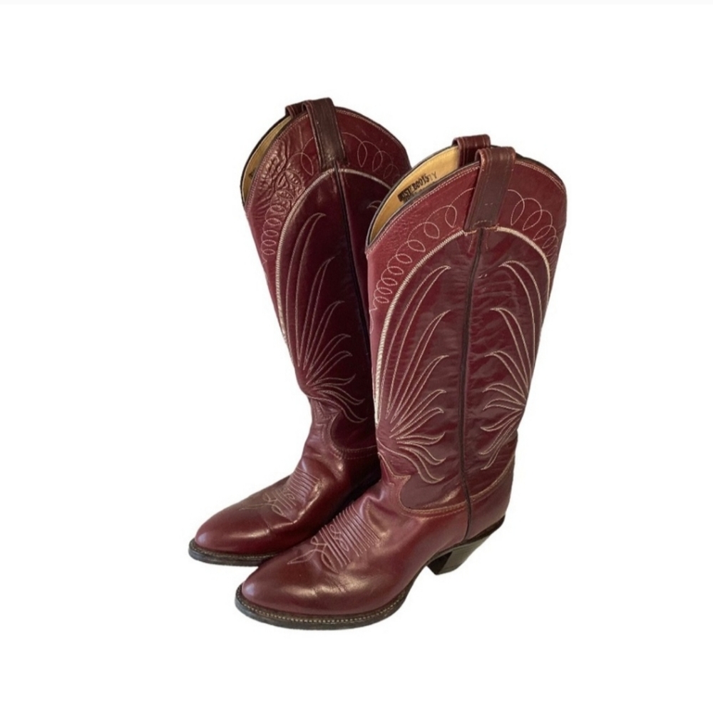 Tony Lama Burgundy Cowboy Boots 8